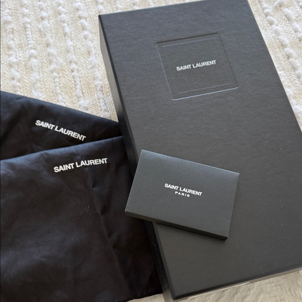 Saint Laurent Triumph Black Suede Slide Sandals with Gold Piping 38.5 - Picture 5 of 8